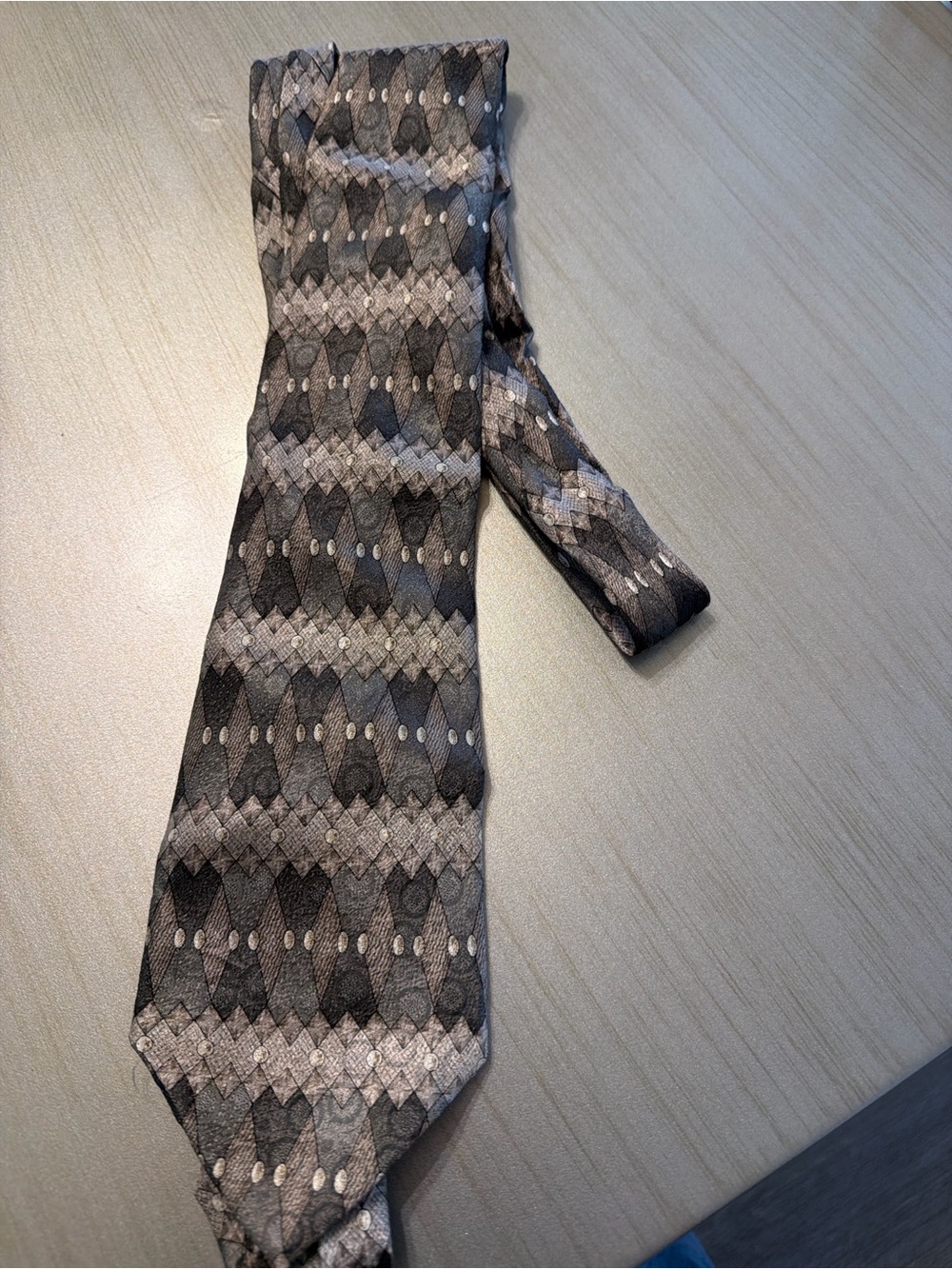Pierre Cardin Men's Gray Patterned Silk Tie